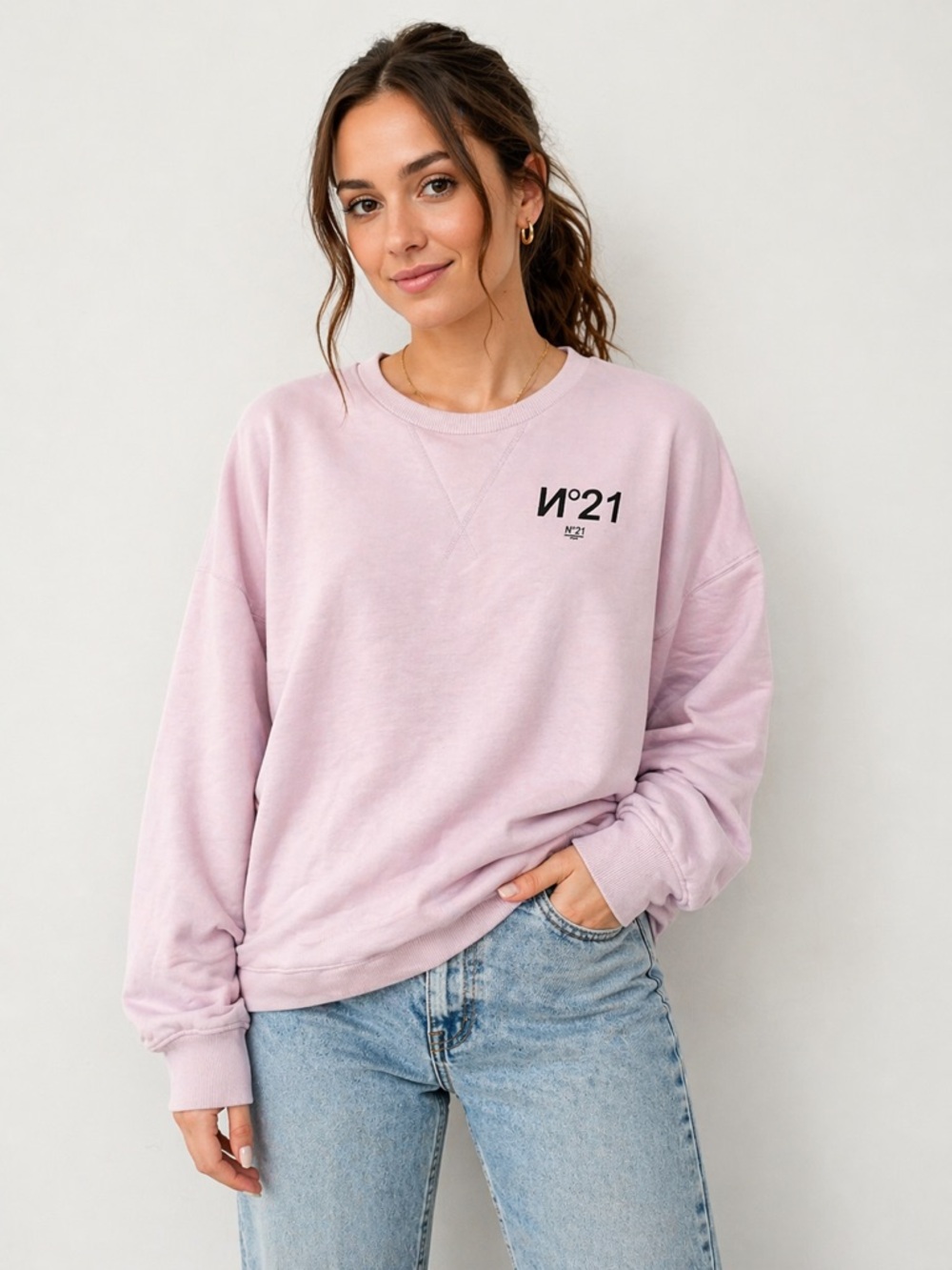 N°21 Light LAVENDER Logo Crewneck Sweatshirt Size M-L see measurements
